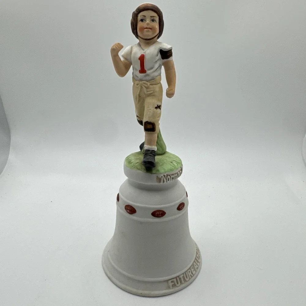 Norman Rockwell bell porcelain figurine river shore future all american football